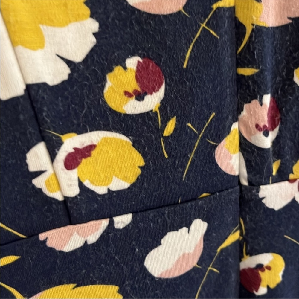 Boden Alexis Midi Knit Dress Navy Blue Mod Floral US 8 UK 12 - Picture 5 of 6